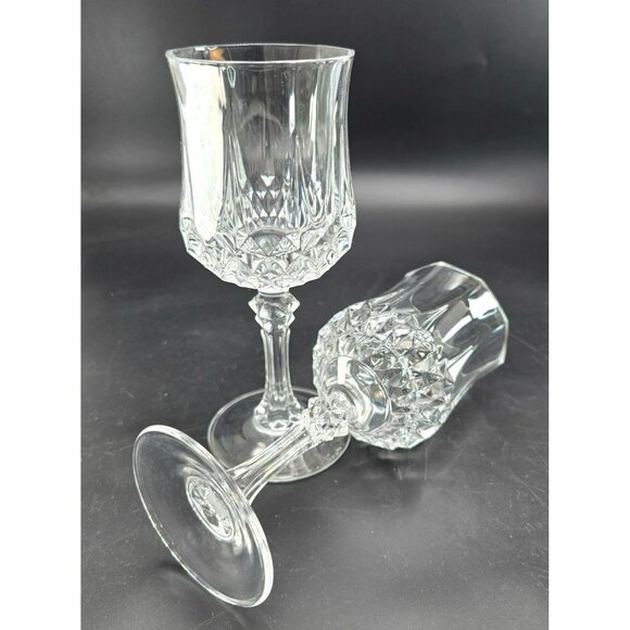 Crystal D'Arc Longchamp Goblets Set With Elegant Faceted Design DH1373 - Picture 2 of 5
